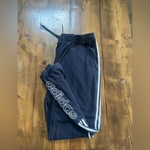 Adidas Men's Black Jogger Sweatpants Athletic Logo Stripes Size XL